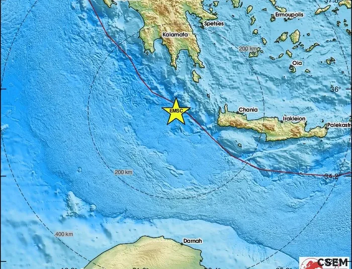 Σεισμός τα ξημερώματα της Πέμπτης δυτικά της Κρήτης.