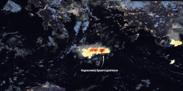 Φερτές ύλες και τα πρώτα χιόνια στην Κρήτη από τον δορυφόρο Sentinel-2
