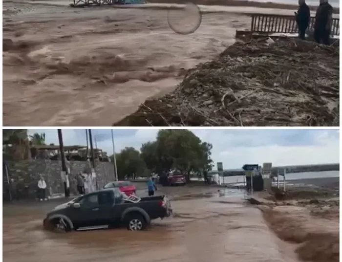 Προβλήματα από την κακοκαιρία στις Γούβες: Χείμαρροι έγιναν «ένα» με τη θάλασσα – Παρασύρθηκαν οχήματα [Βίντεο]