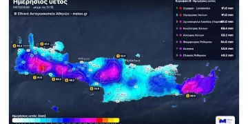 Μεγάλα ύψη βροχής στην Κρήτη για 5η συνεχόμενη ημέρα